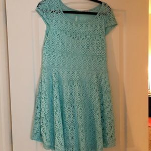 Turquoise Dress with Short Sleeves